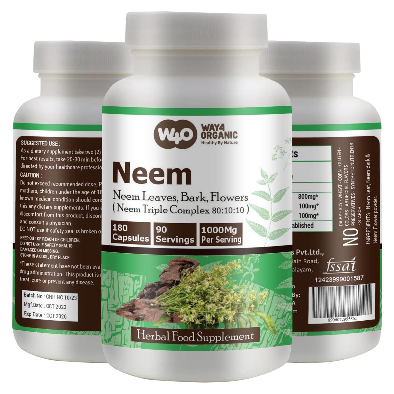 Complejo Triple de Neem Genius Nature - 180 Cápsulas 1000mg