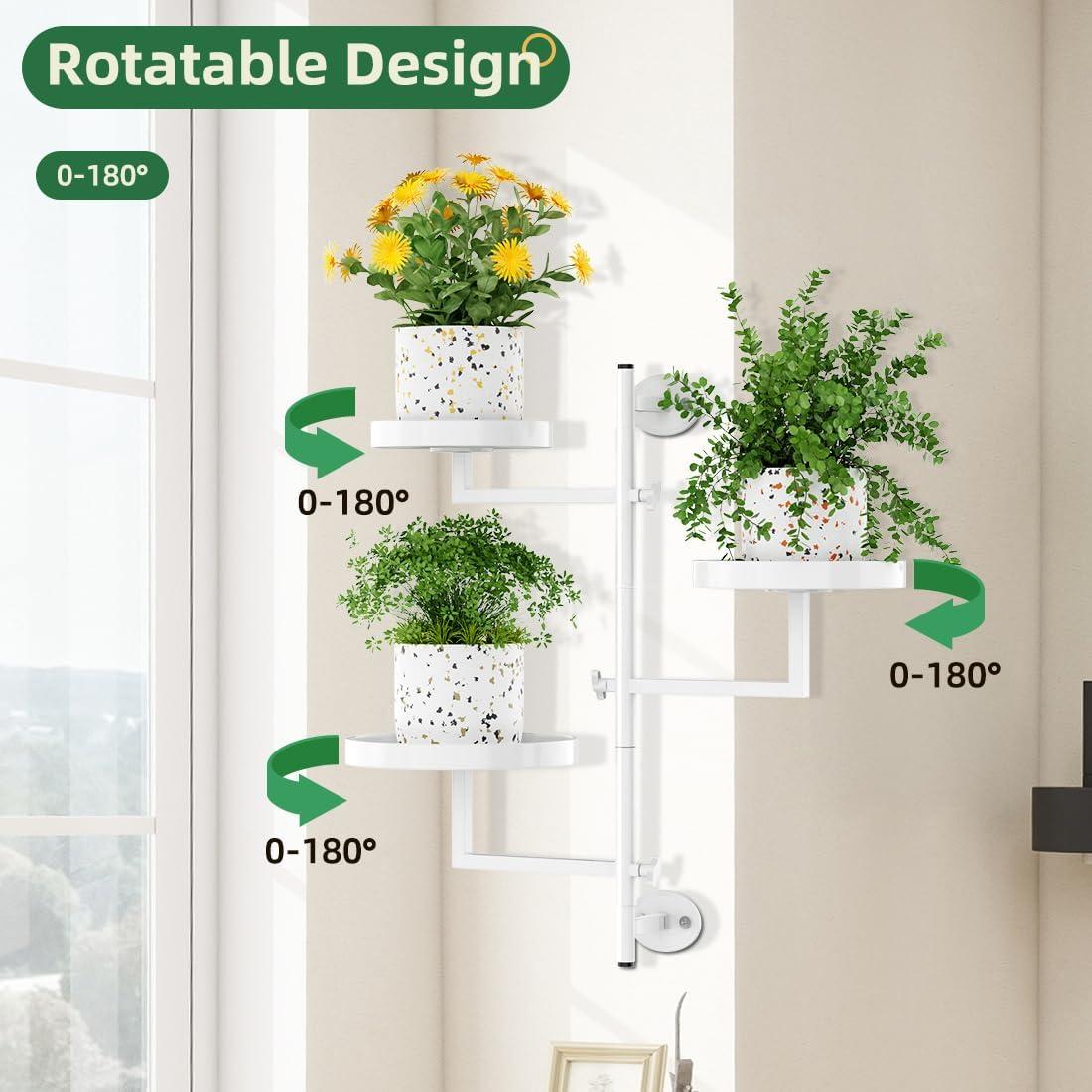 Soporte de Plantas Rotativo Gaoding 3 Niveles Metal Blanco