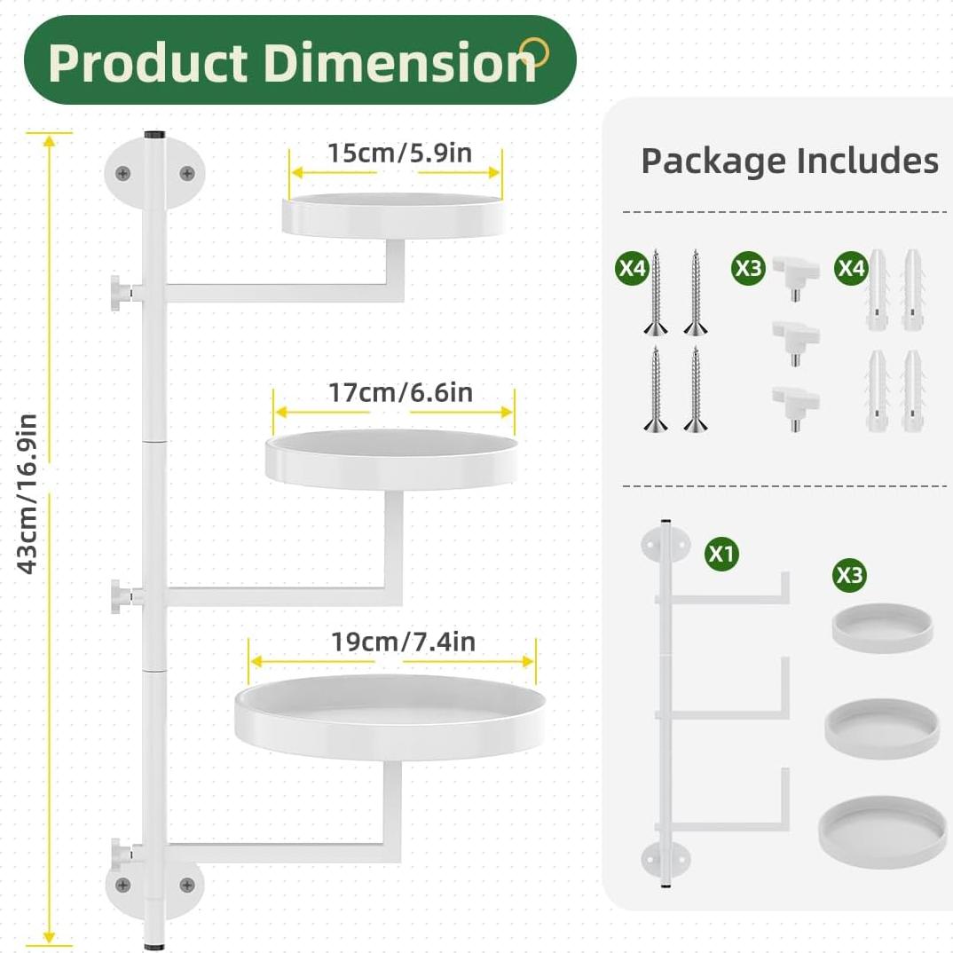 Soporte de Plantas Rotativo Gaoding 3 Niveles Metal Blanco