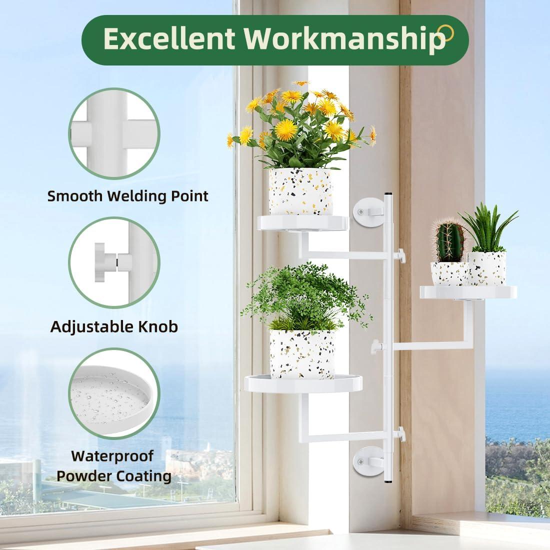 Soporte de Plantas Rotativo Gaoding 3 Niveles Metal Blanco