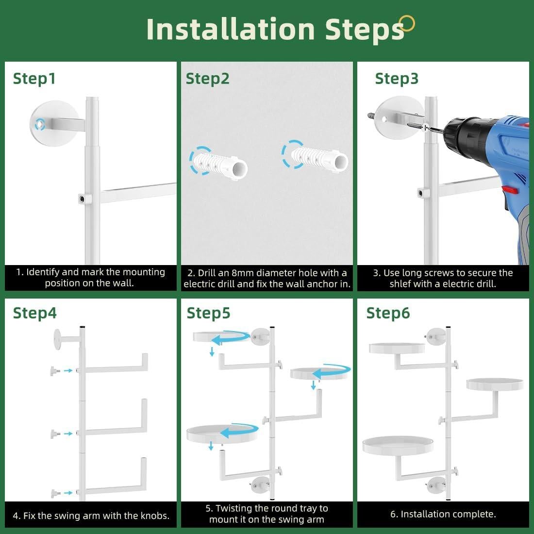 Soporte de Plantas Rotativo Gaoding 3 Niveles Metal Blanco