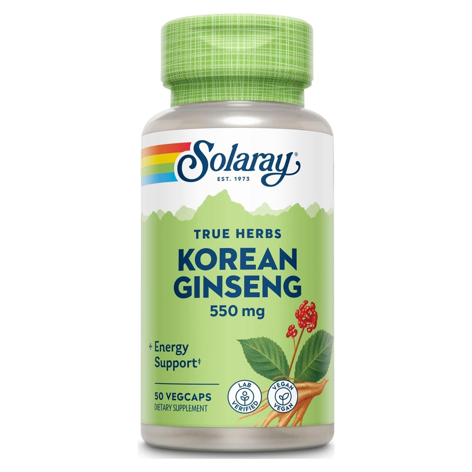 Suplemento de Ginseng Coreano Solaray 550 mg - 50 VegCaps
