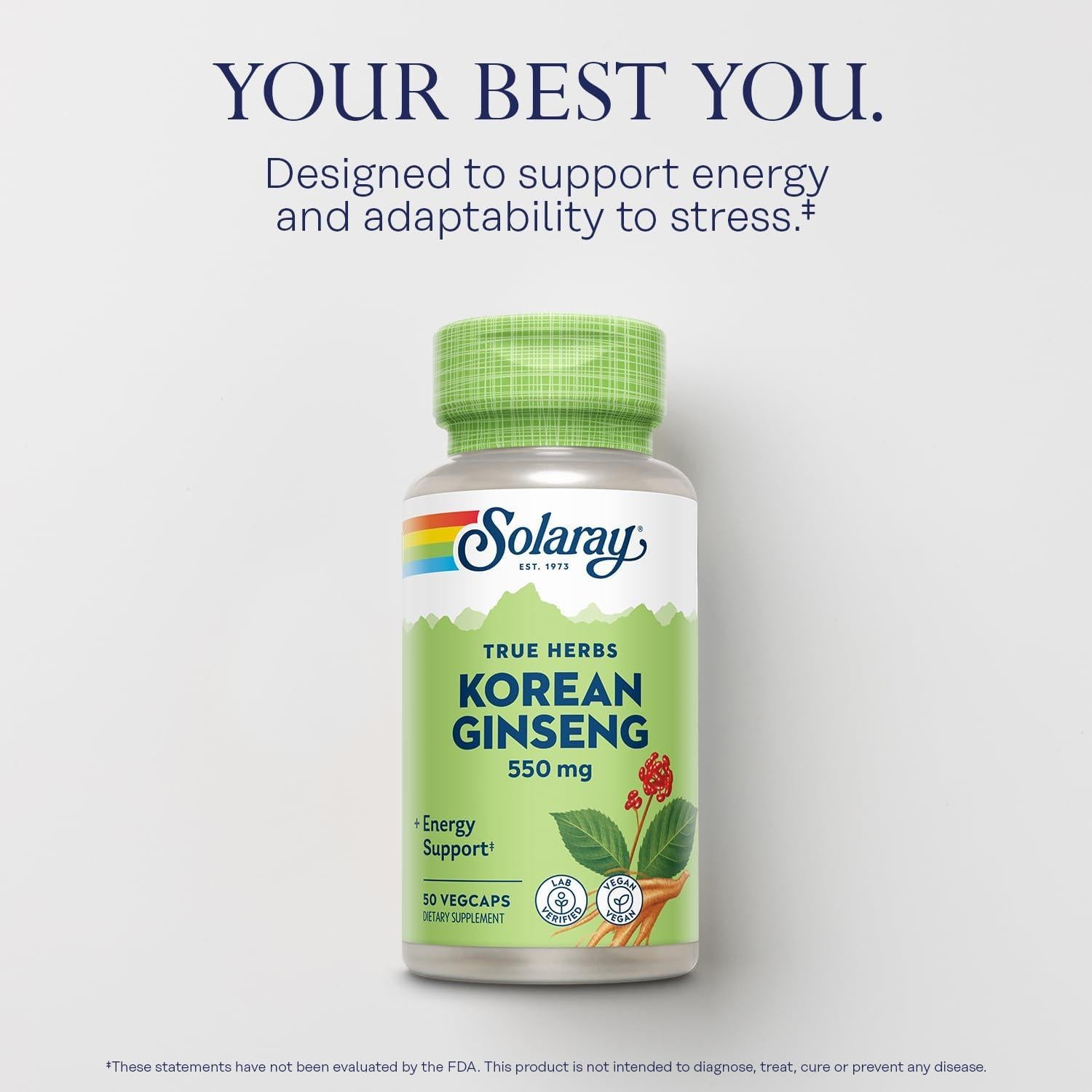 Suplemento de Ginseng Coreano Solaray 550 mg - 50 VegCaps