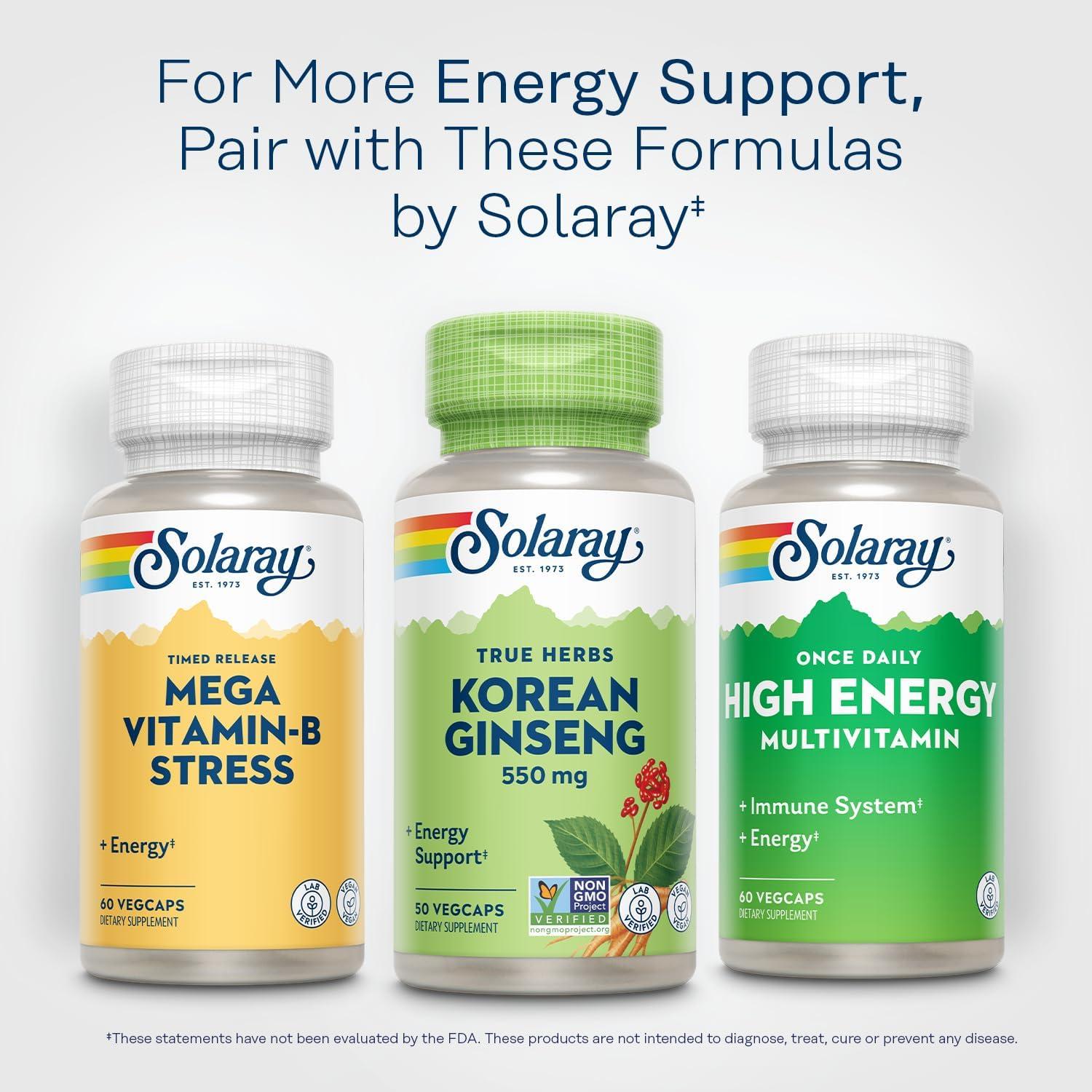 Suplemento de Ginseng Coreano Solaray 550 mg - 50 VegCaps