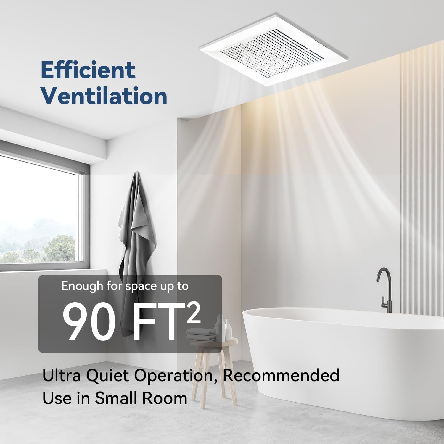 Ventilador de Baño Dcfairfan 88CFM Ultra Silencioso 1.2 Sones