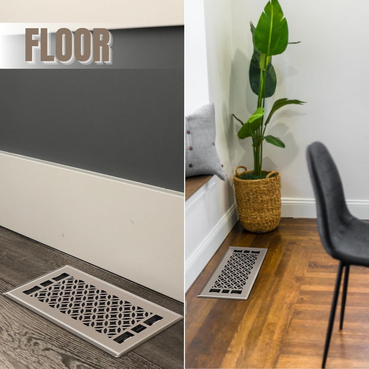 Cubierta de Ventilación de Piso GCDS 4x12 Níquel Satinado