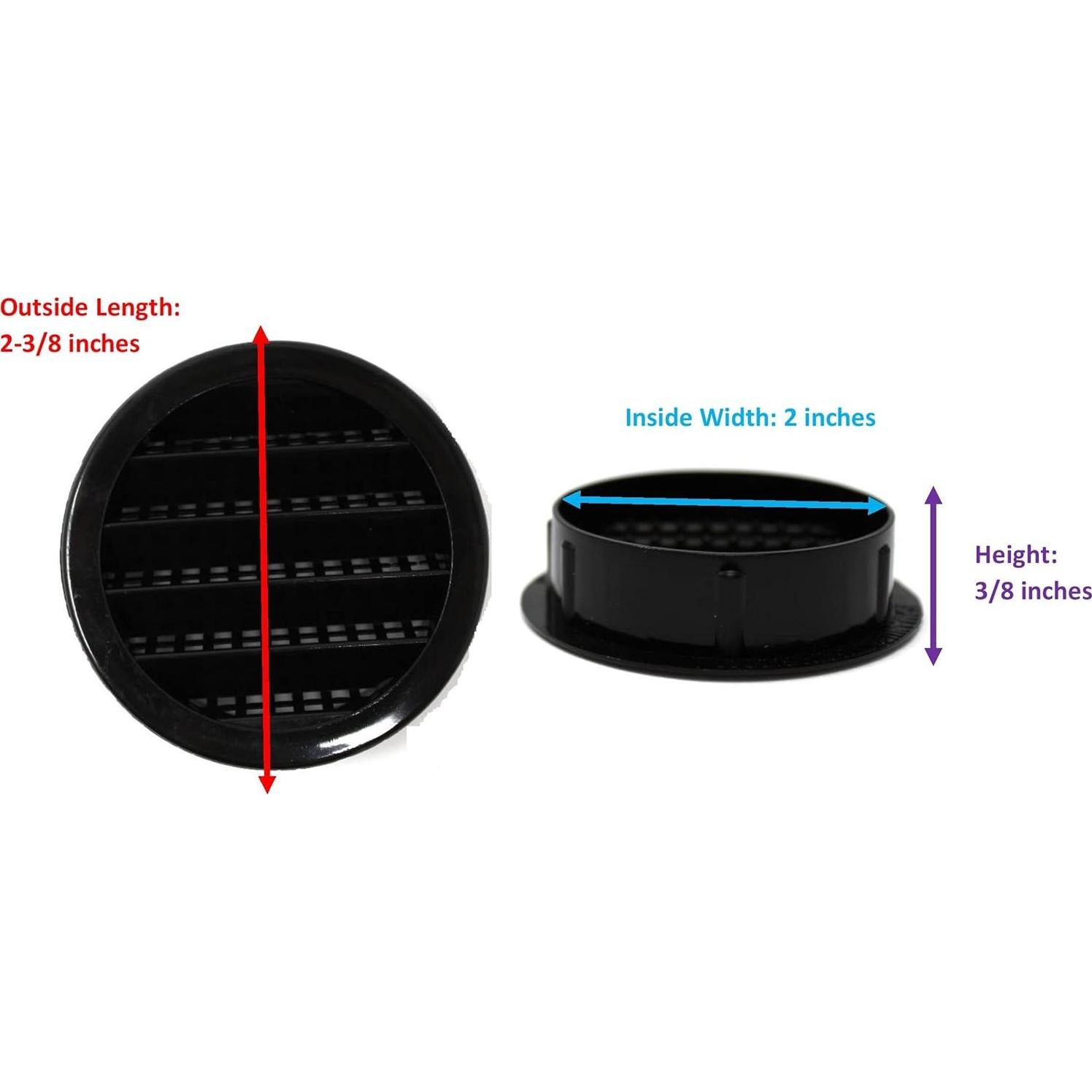 Rejilla de Ventilación Redonda 2" Negro JSP para Reptiles - 3 Unidades