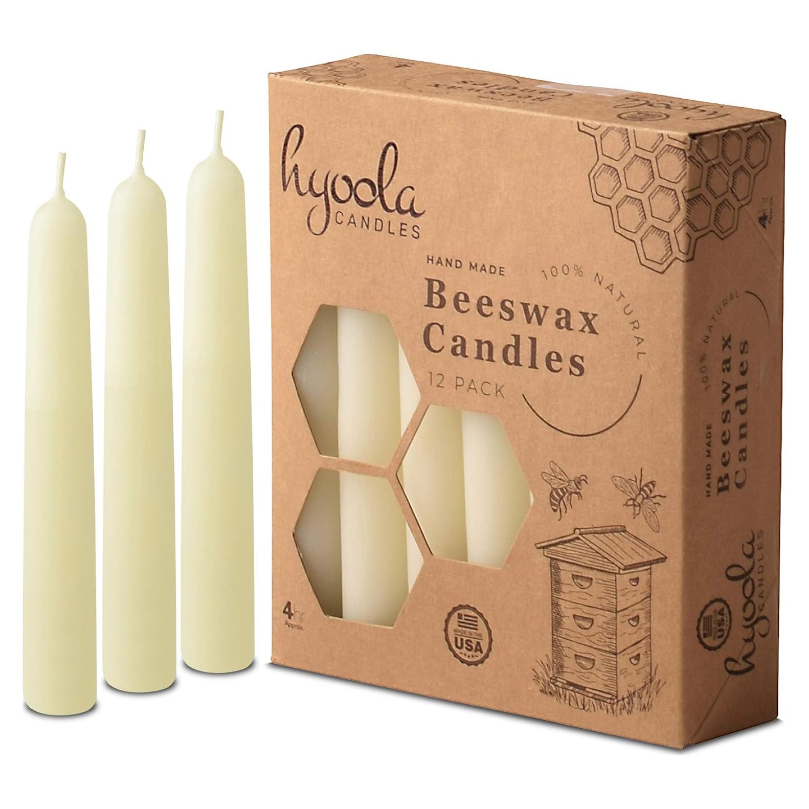 Velas de Cera de Abeja Hyoola 10 cm Paquete de 12 - 100% Natural