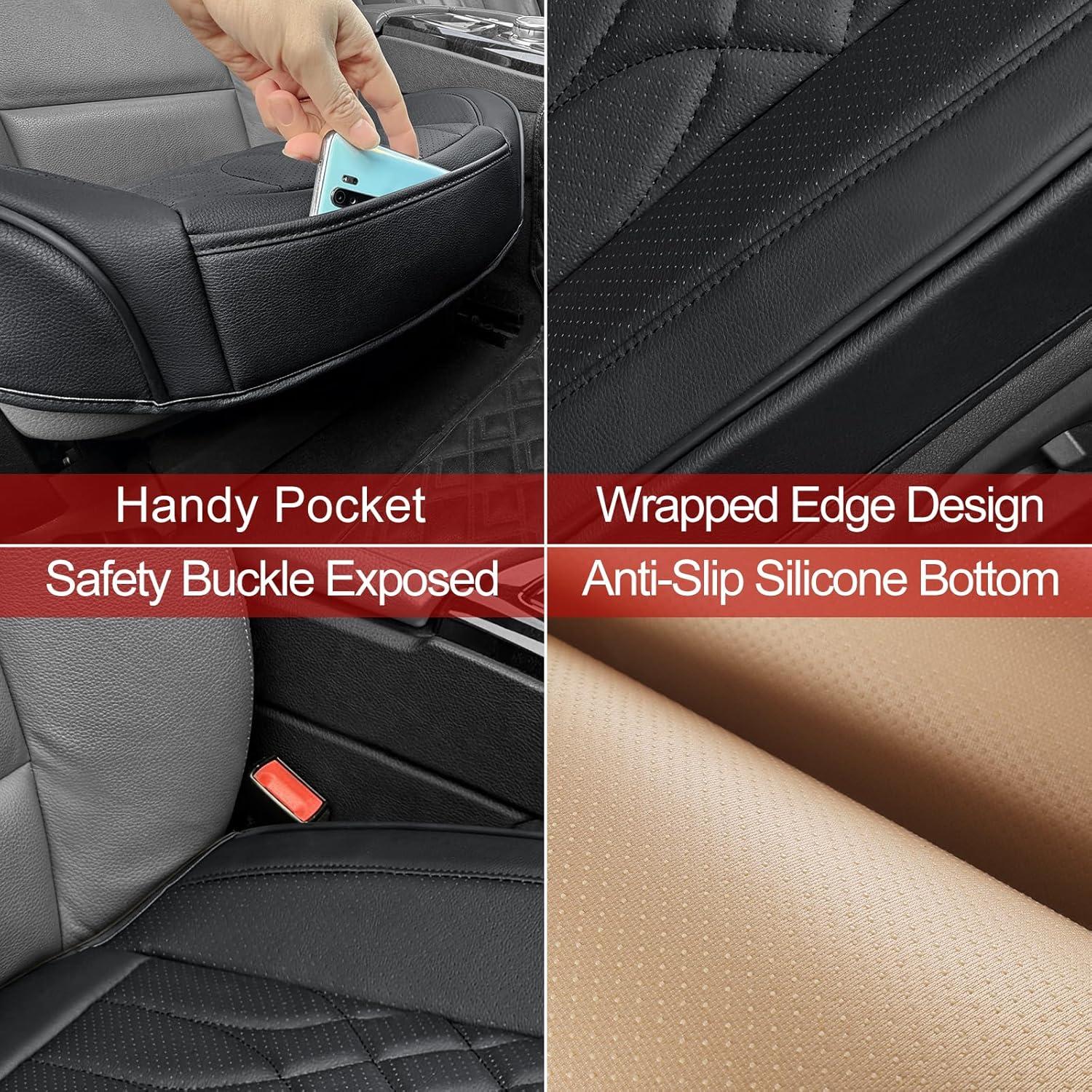 Funda de Asiento de Coche BOPUOVRE Negra Antideslizante y a Prueba de Agua