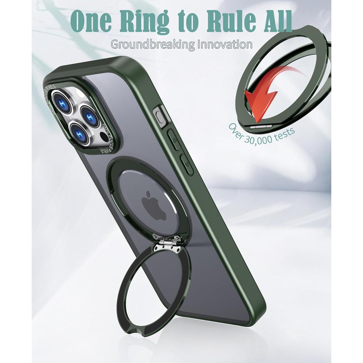 Funda para iPhone 14 Pro KaruSale Verde Ejercito con Soporte