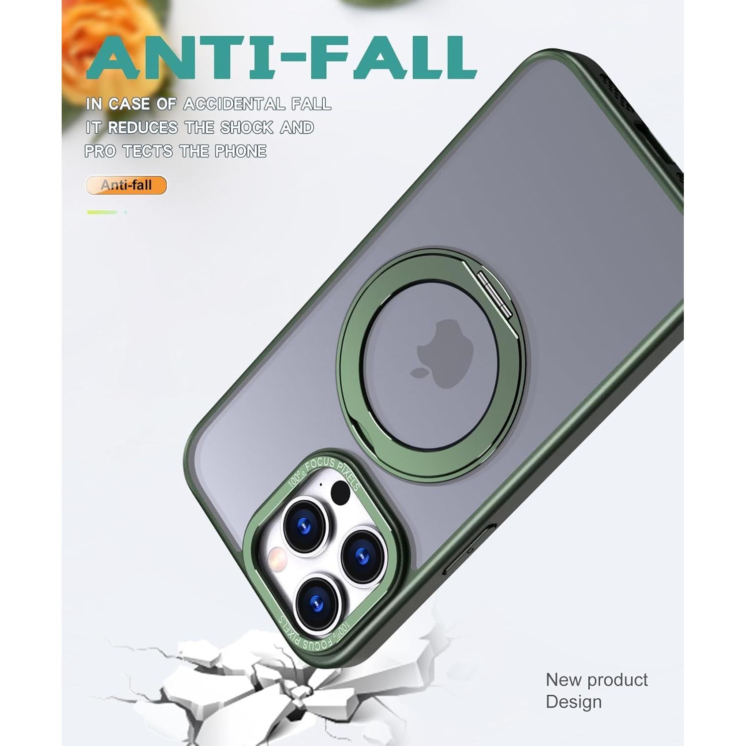 Funda para iPhone 14 Pro KaruSale Verde Ejercito con Soporte