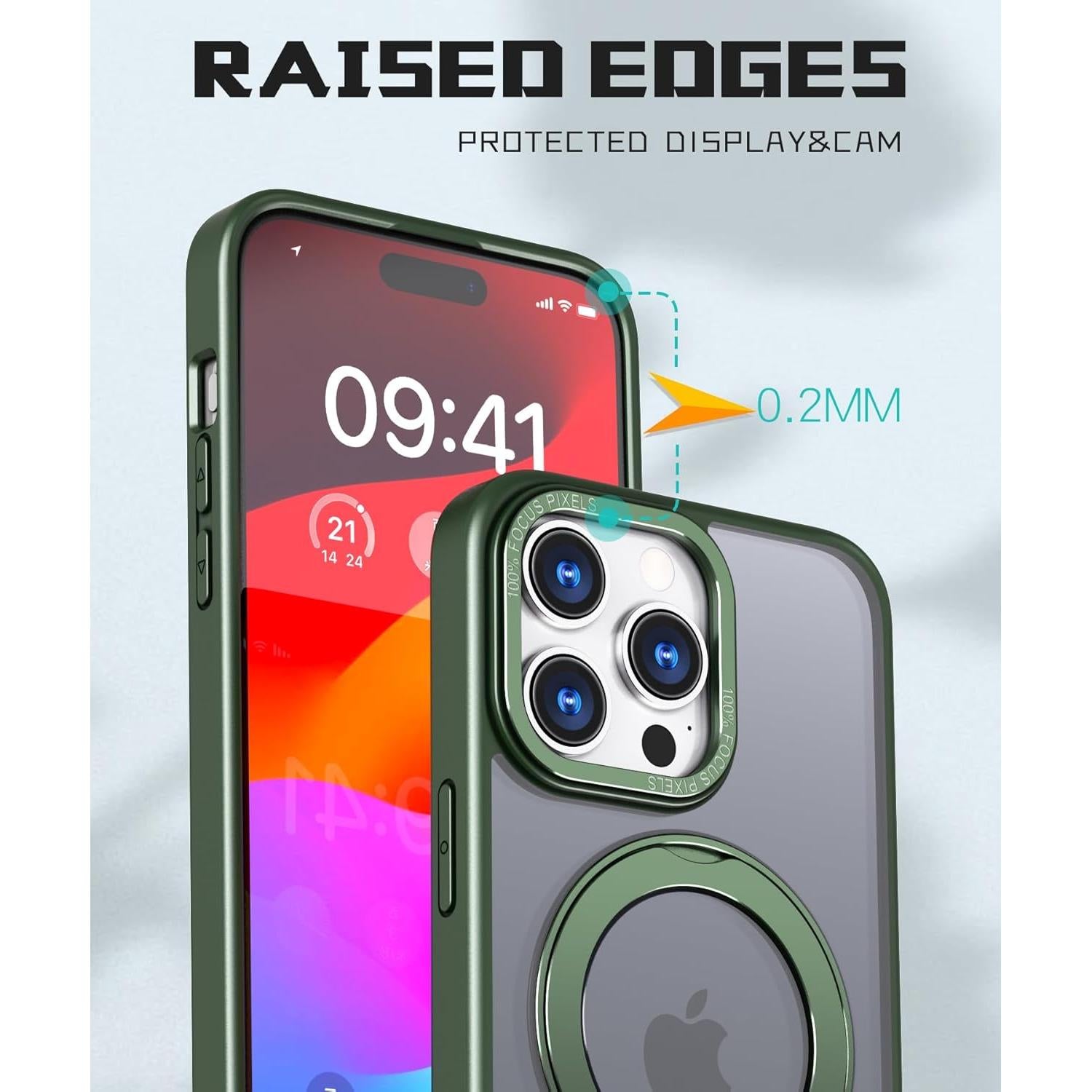 Funda para iPhone 14 Pro KaruSale Verde Ejercito con Soporte