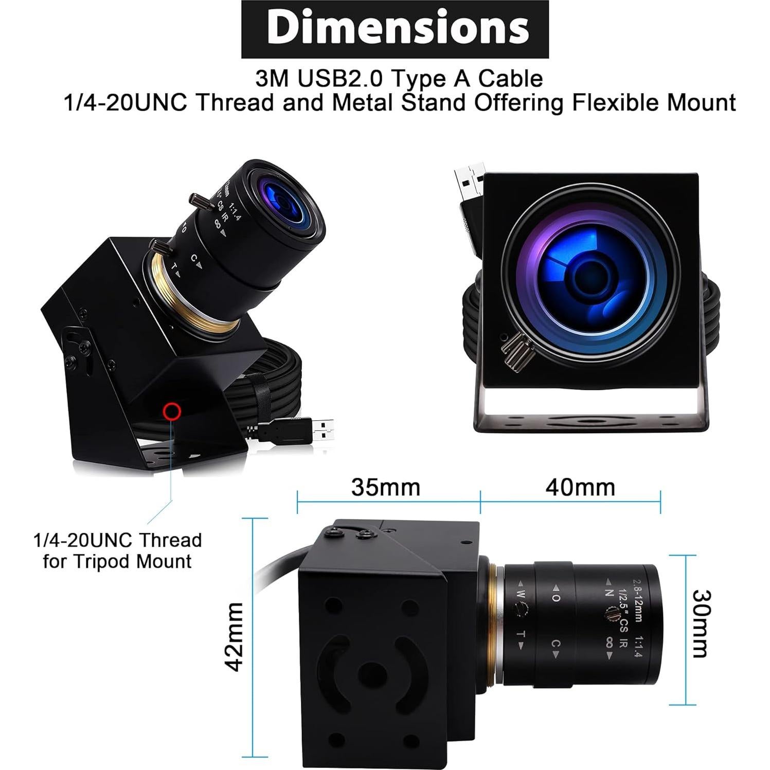 Cámara Web USB 8MP SVPRO con Lente Zoom 2.8-12mm