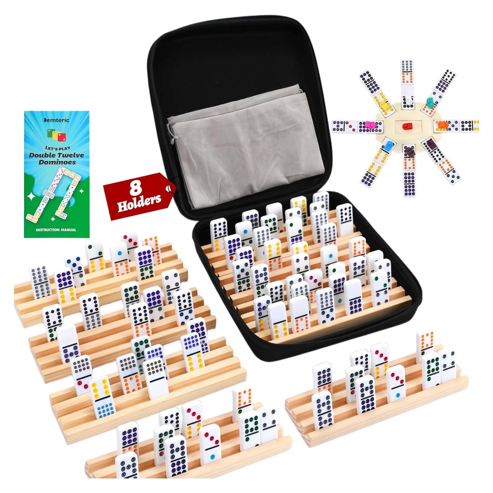 Juego de Dominó Mexicano Doble 12 Demteric con 8 Soportes