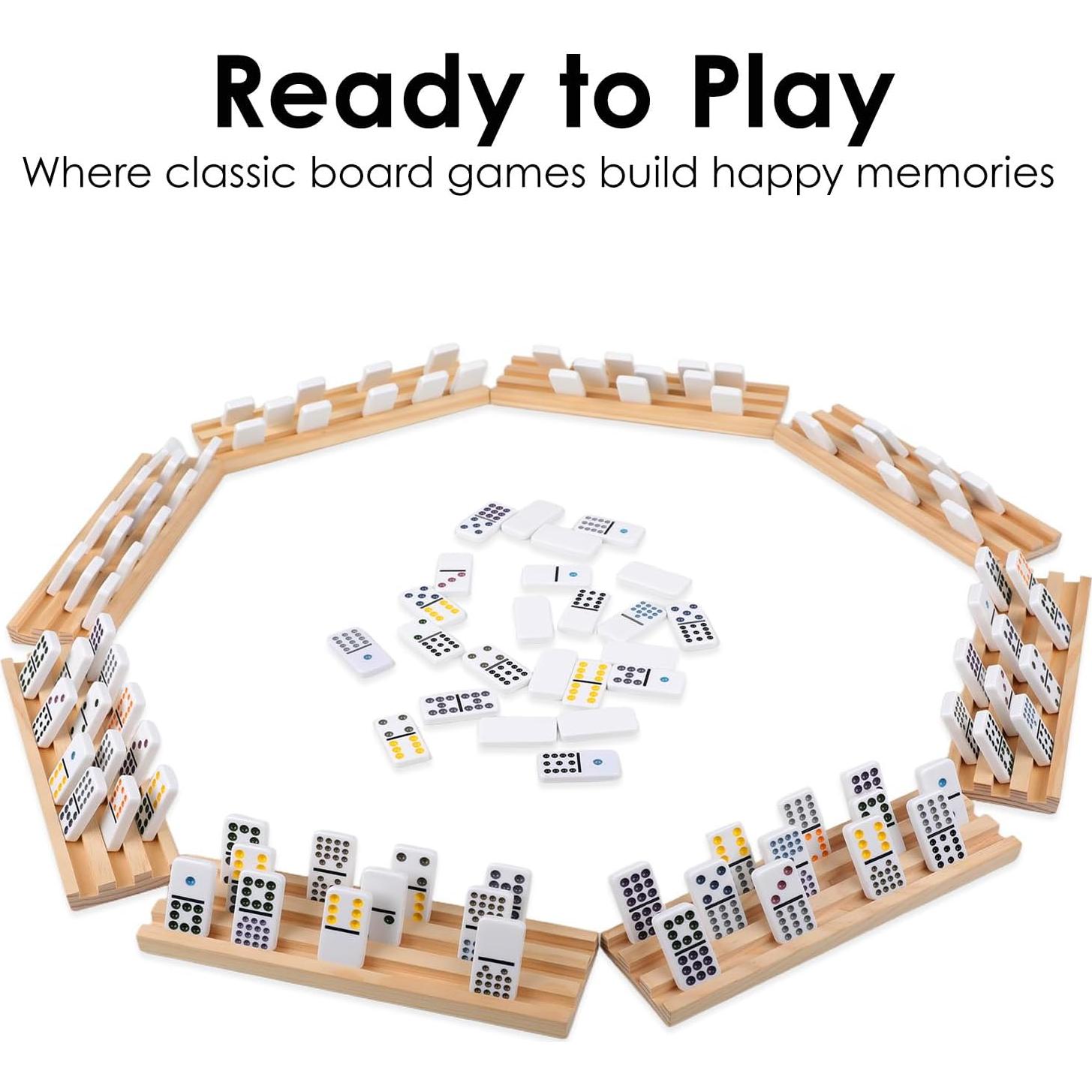 Juego de Dominó Mexicano Doble 12 Demteric con 8 Soportes