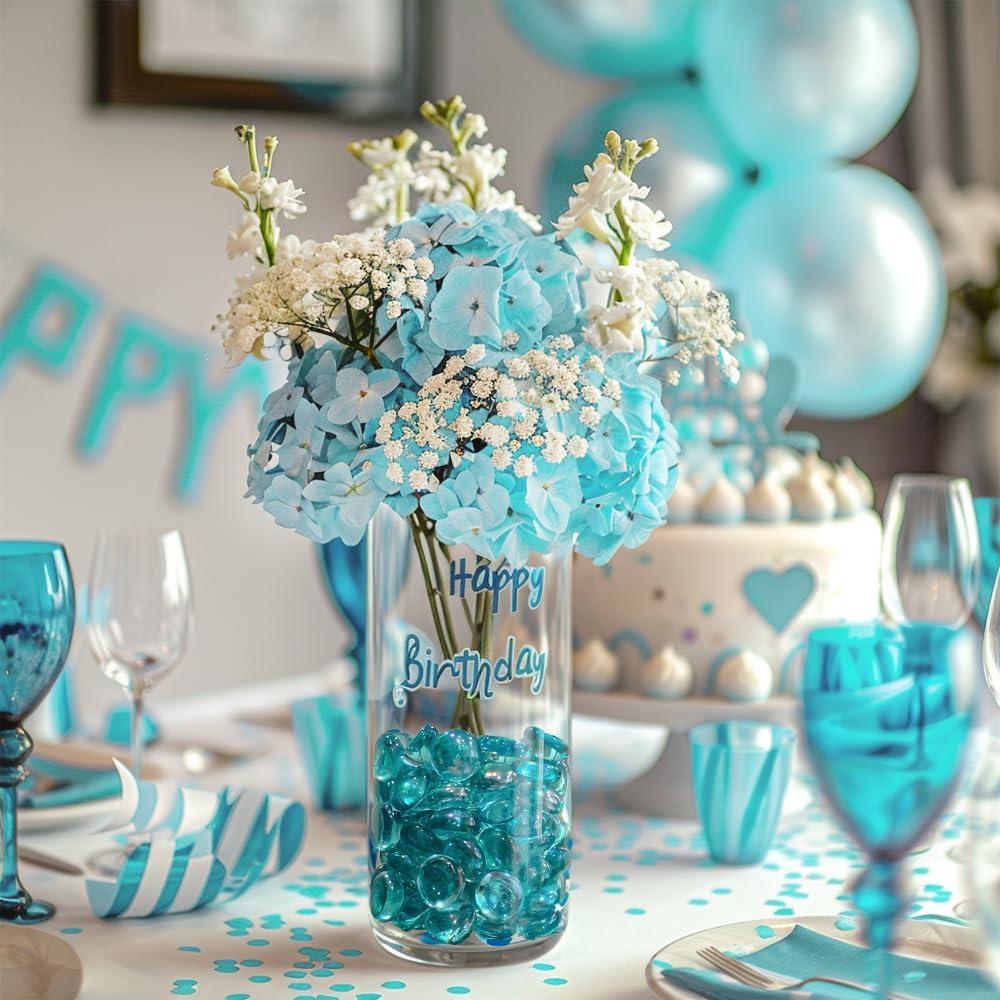 Gemas de Vidrio Azul Acuático HappyFiller 425 g para Decoración