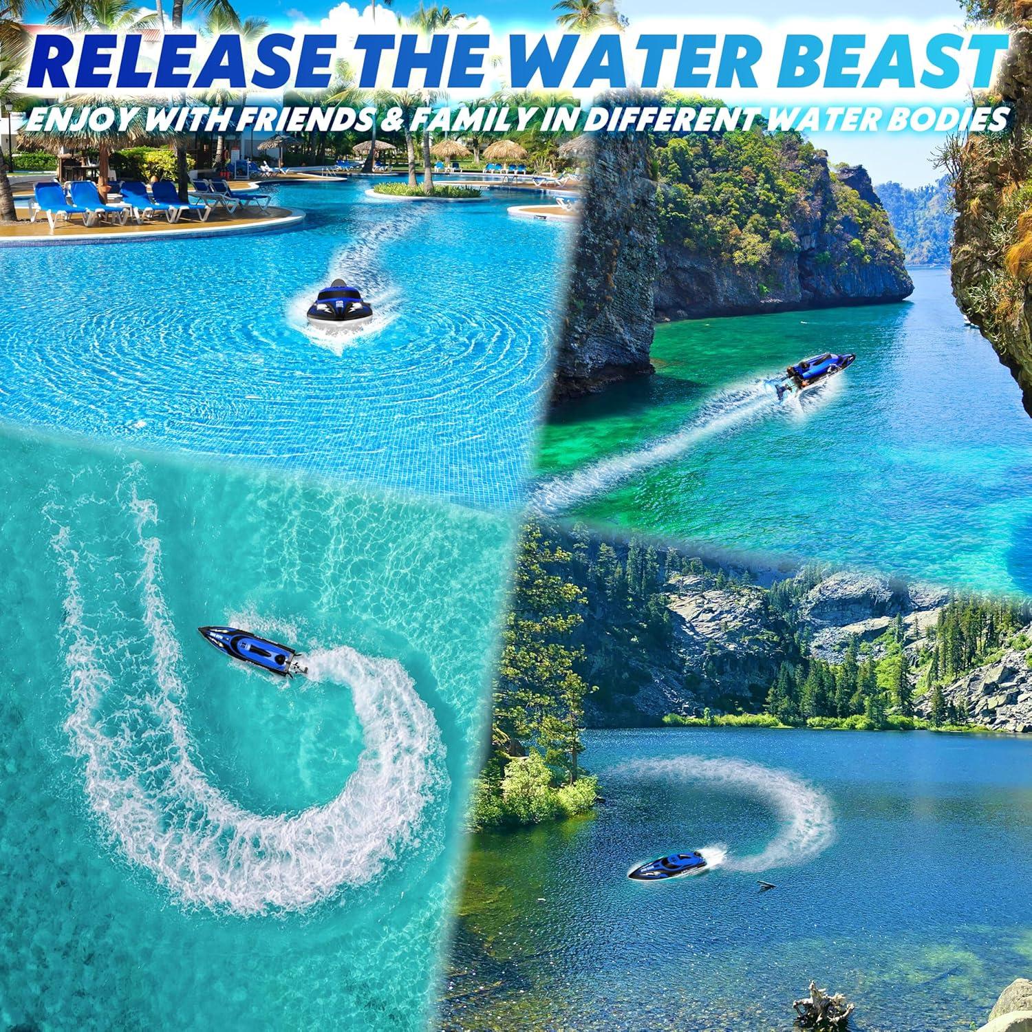 Barco RC HONGXUNJIE HJ808-1 Velocidad 35.4 km/h Azul