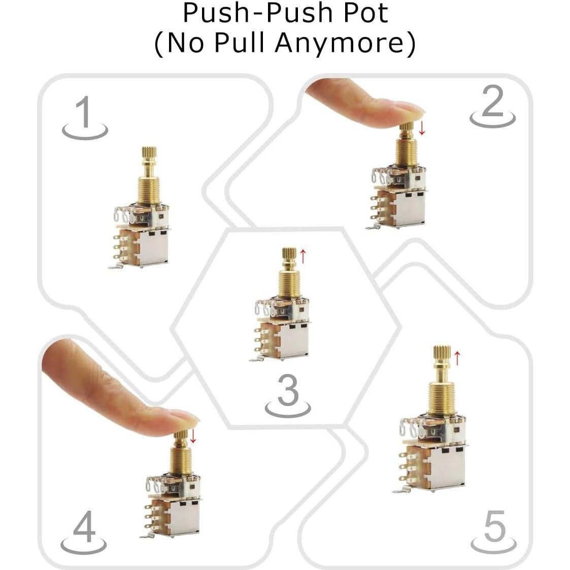 FLEOR Potenciómetros de Guitarra A250K Push Push 2 Pcs