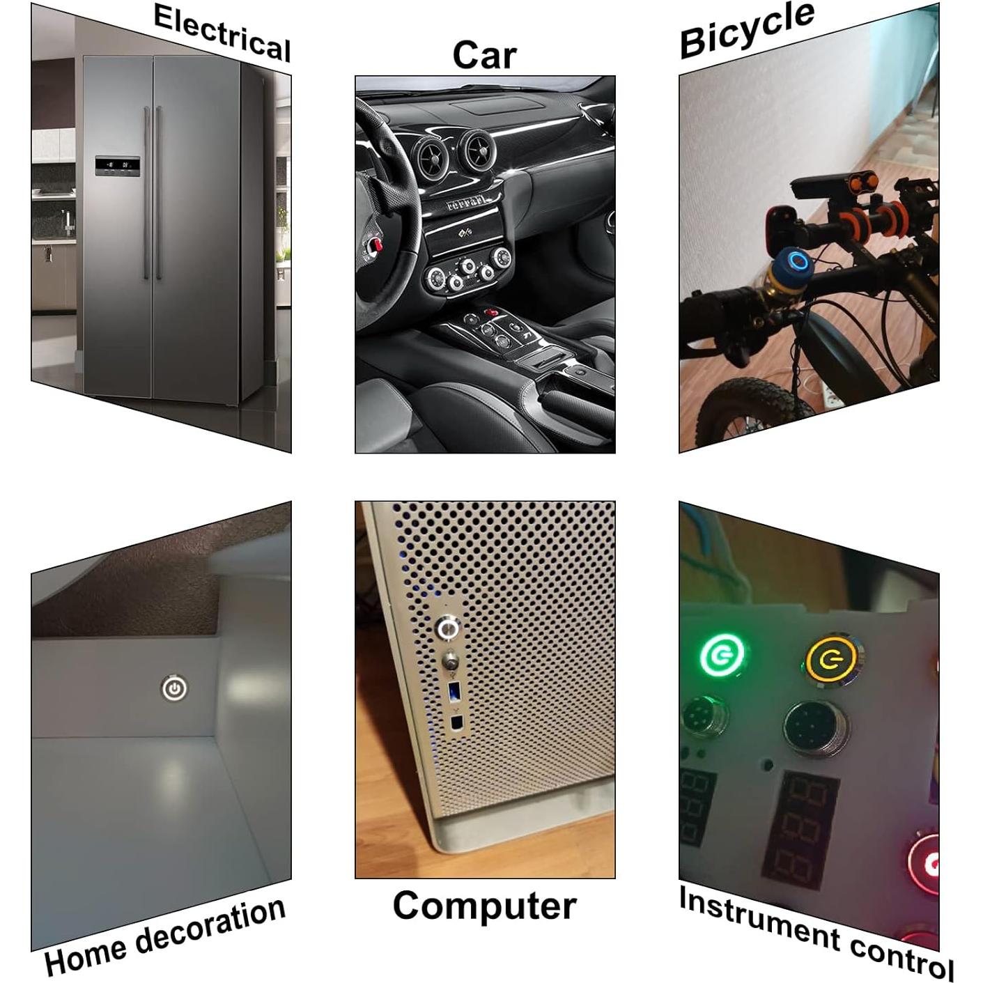 Interruptor de Botón de Presión DMWD 12mm Azul 12V-24V 2pcs