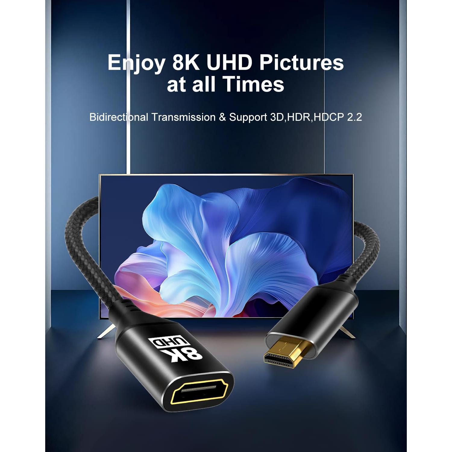 Adaptador Micro HDMI a HDMI KOMGILK 8K 60Hz 48Gbps