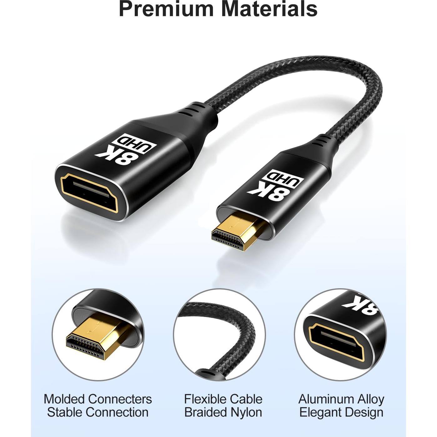 Adaptador Micro HDMI a HDMI KOMGILK 8K 60Hz 48Gbps
