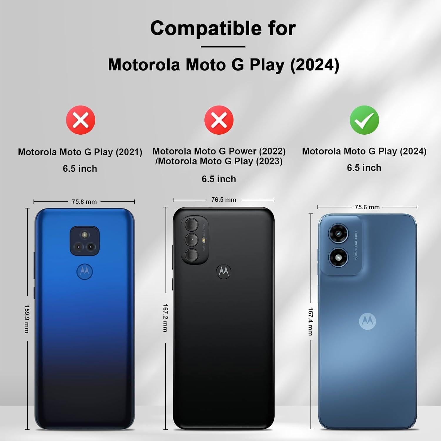 Funda Cartera Plegable Jasonyu para Moto G Play 4G 2024