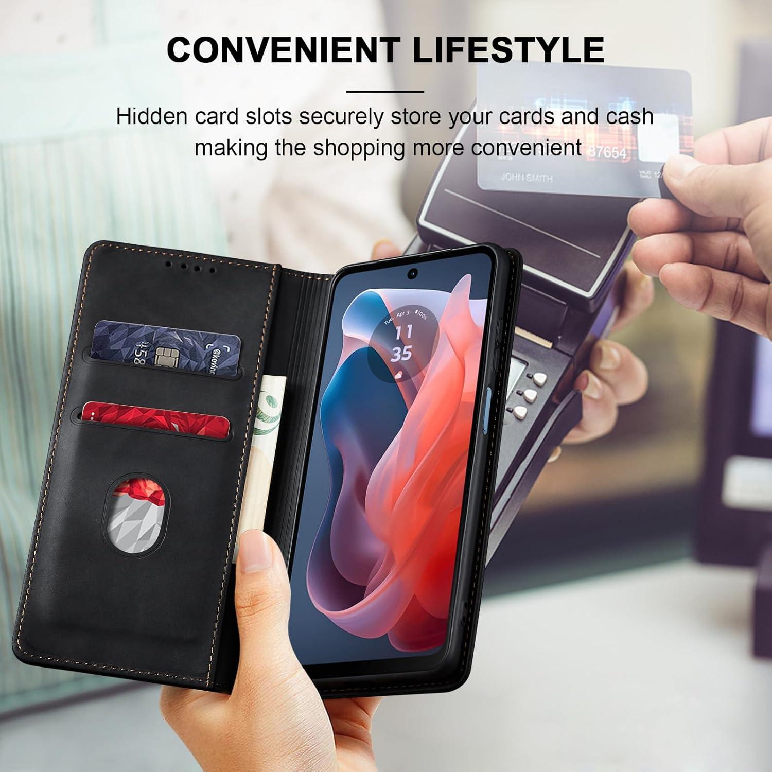 Funda Cartera Plegable Jasonyu para Moto G Play 4G 2024