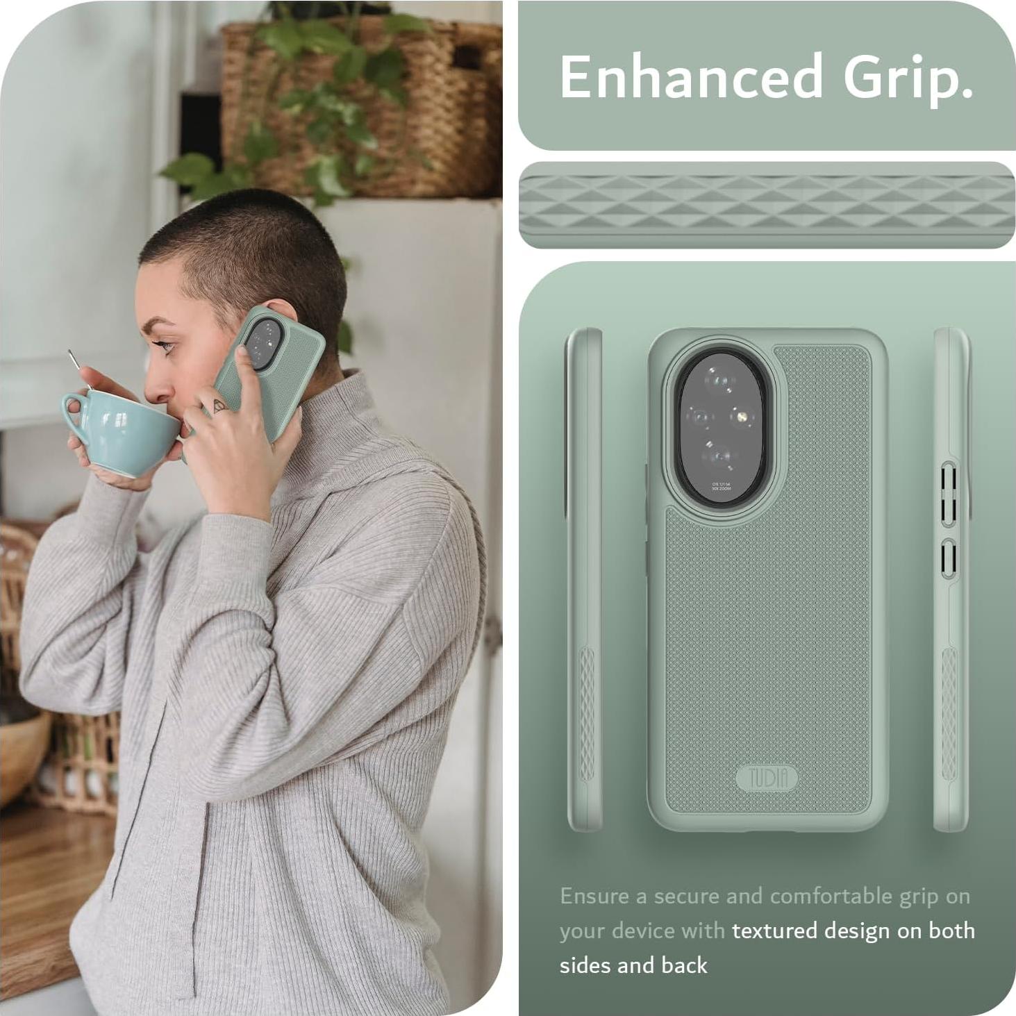 Funda TUDIA DualShield Grip para Honor 200 5G - Antigolpes Verde