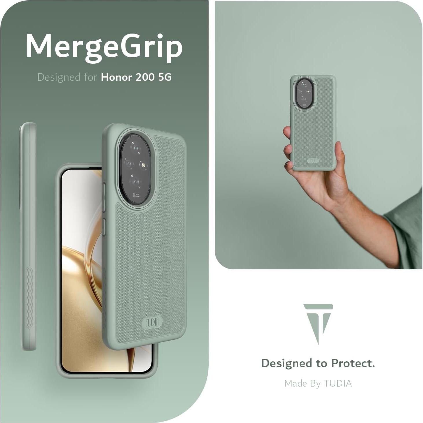 Funda TUDIA DualShield Grip para Honor 200 5G - Antigolpes Verde