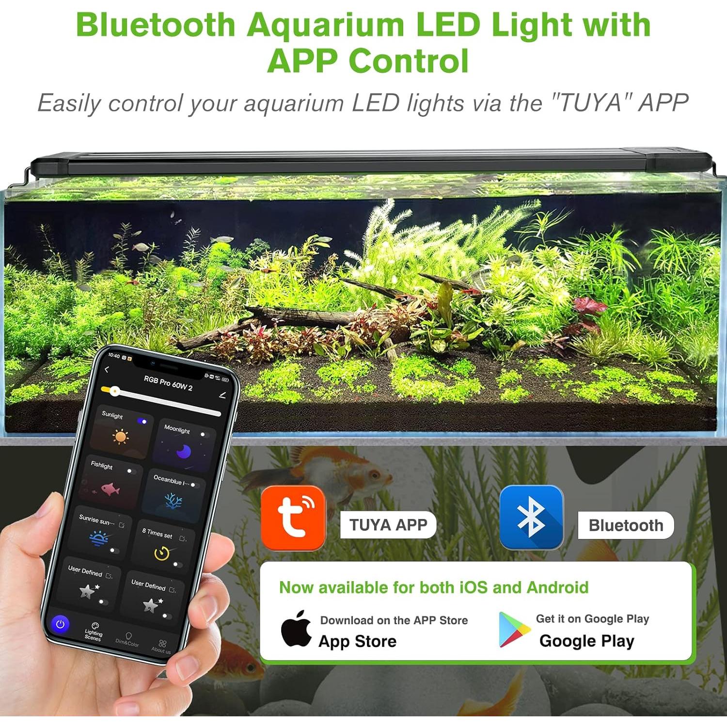 Luz LED Acuario Hygger 18W Bluetooth 30-45 cm Espectro Completo
