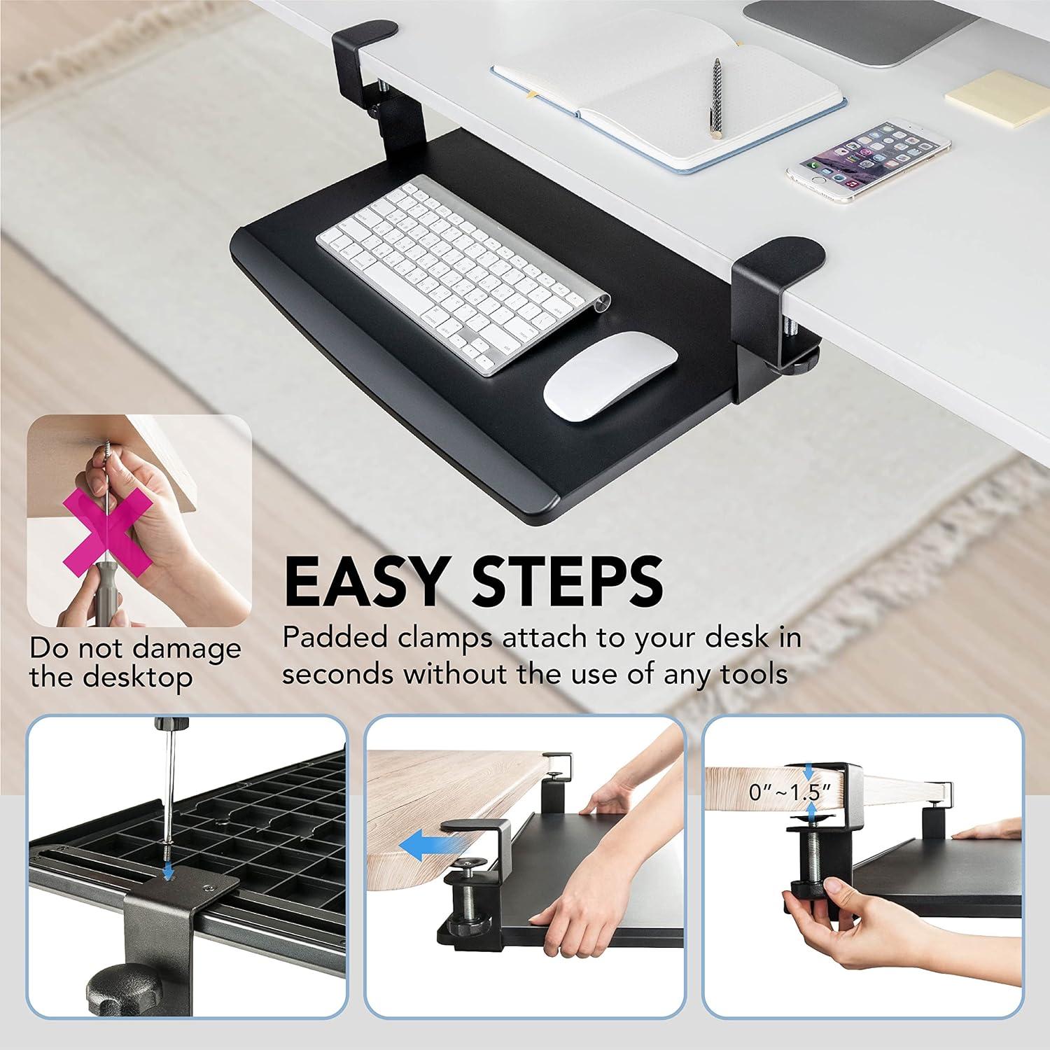 Bandeja de Teclado Ajustable EHO 20" Ergonómica para Escritorio