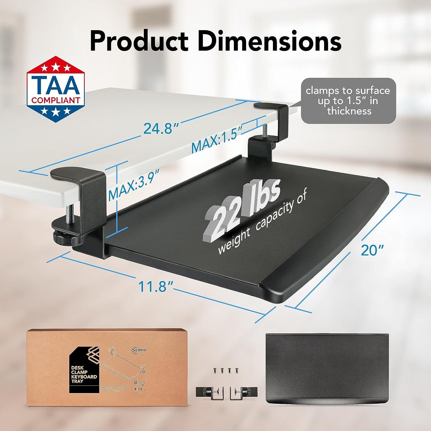 Bandeja de Teclado Ajustable EHO 20" Ergonómica para Escritorio