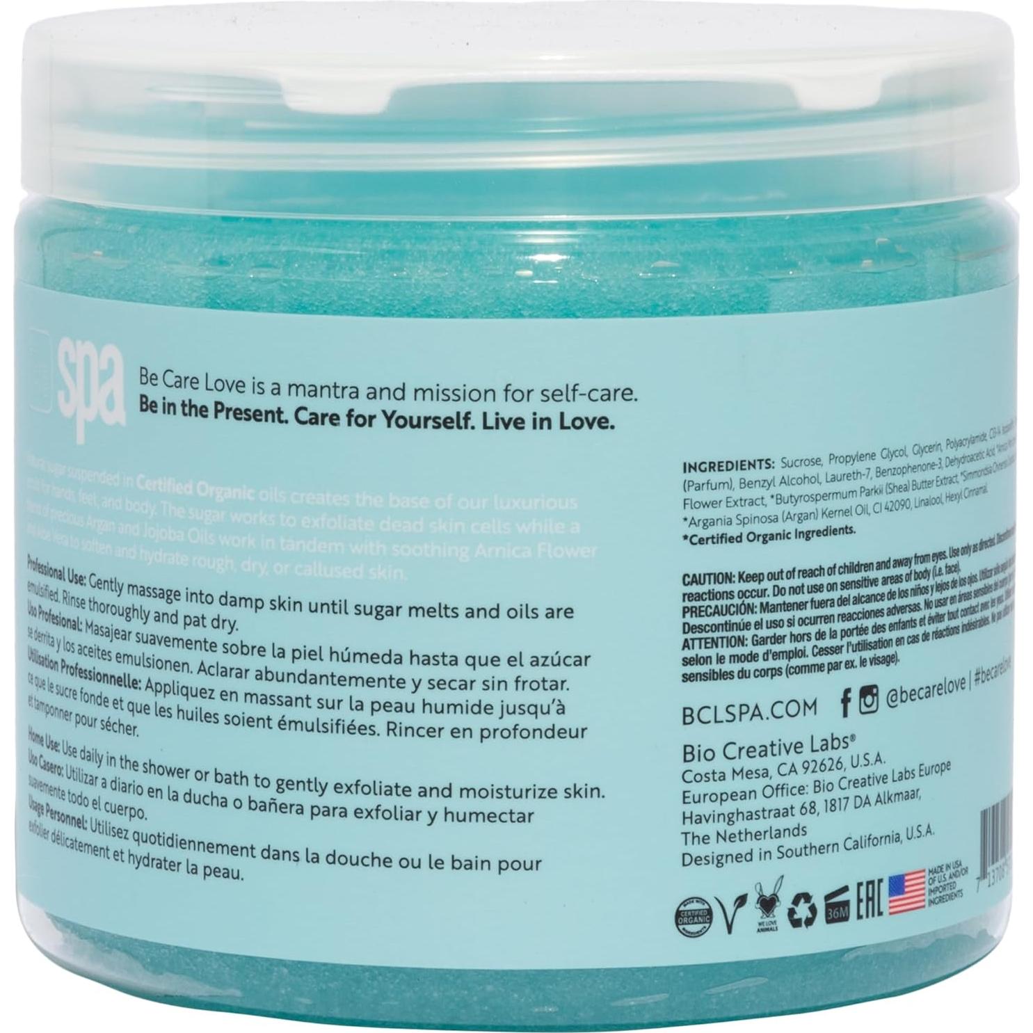 Exfoliante Orgánico de Azúcar BCL Spa 453.6g con Arnica y Aloe Vera