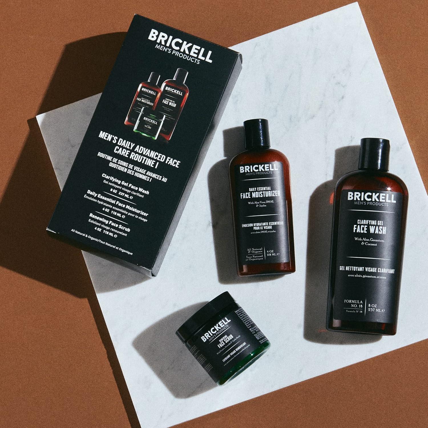 Set de Cuidado Facial para Hombres Brickell - Gel Limpiador, Exfoliante y Loción Hidratante