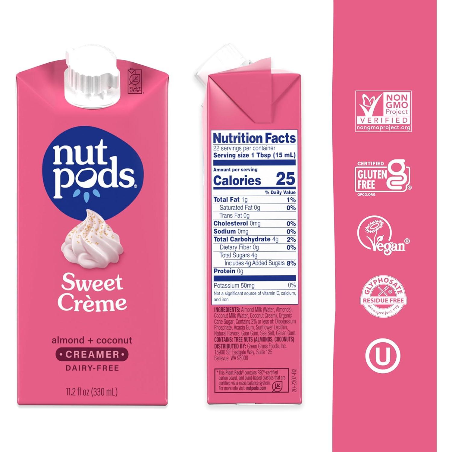 Crema Dulce No Láctea Nutpods 3x11.2oz Sin Azúcar Orgánico