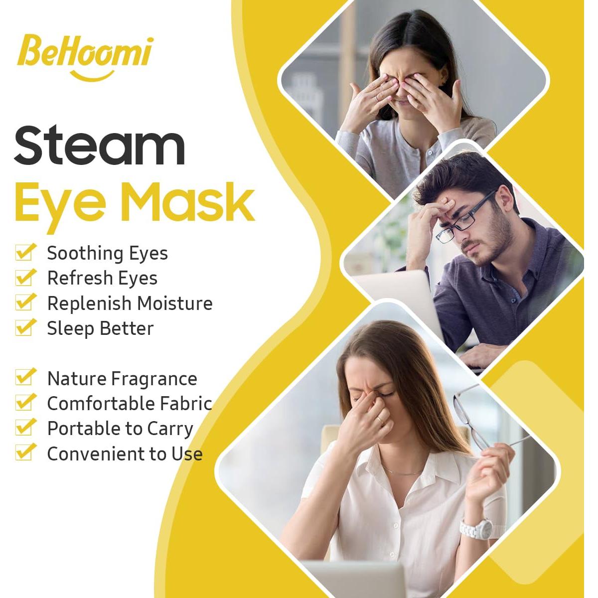 Máscara de Ojos Calentada BeHoomi 10 Paquetes Aroma Manzanilla