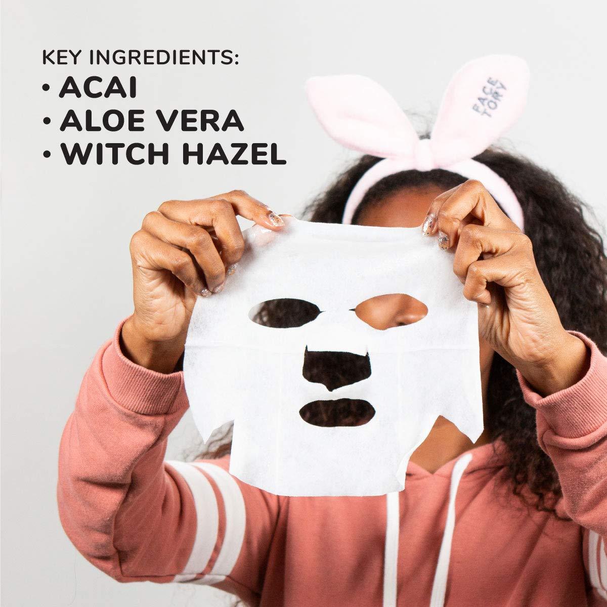 Máscara Facial de Hoja FaceTory Acai - Paquete de 5 Unidades