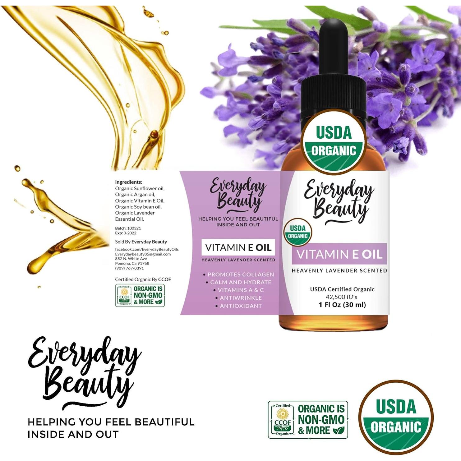 Aceite de Vitamina E Orgánico 30 ml Everyday Beauty Lavanda