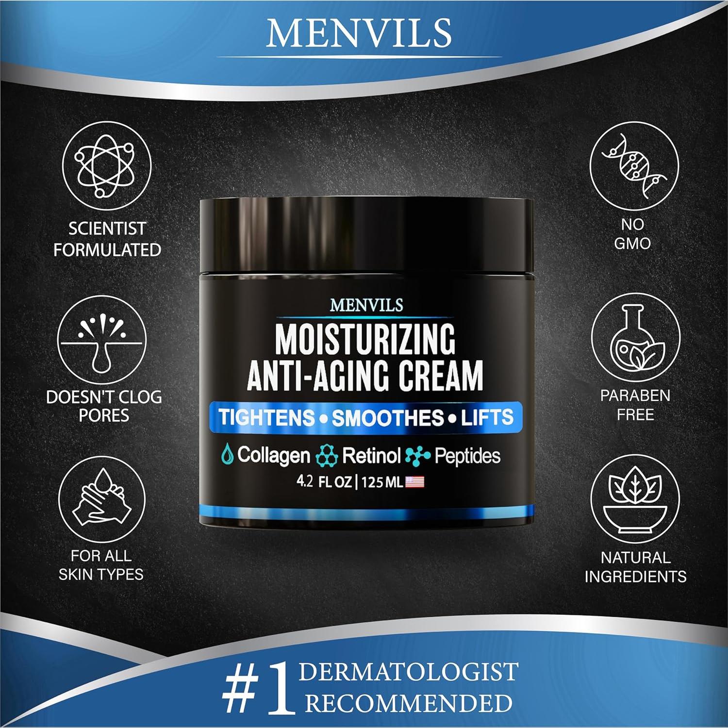 Crema Hidratante Facial para Hombres Menvils 119 g - Anti Envejecimiento