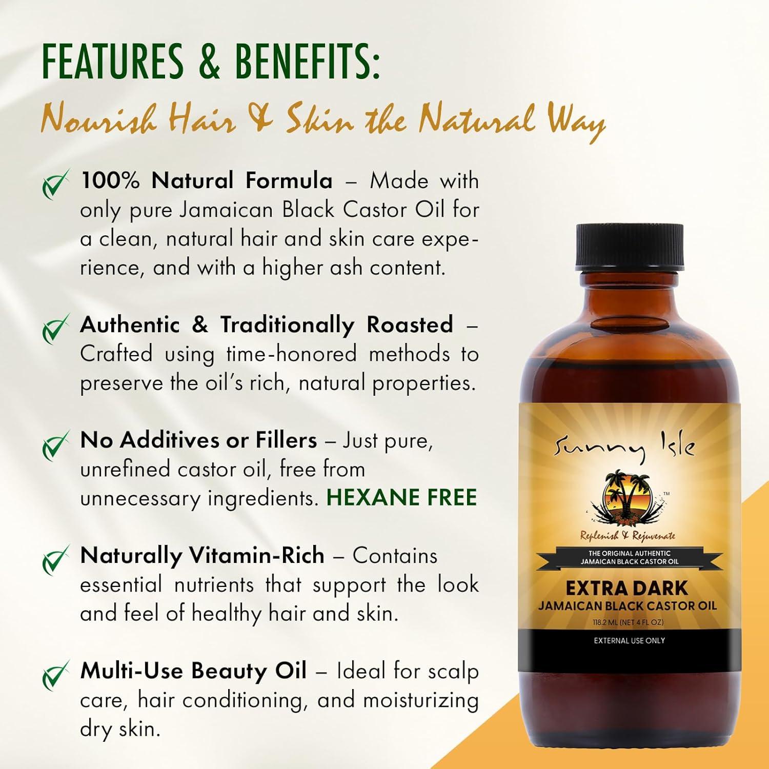 Aceite de Ricino Negro Jamaicano Extra Oscuro Sunny Isle 118 ml