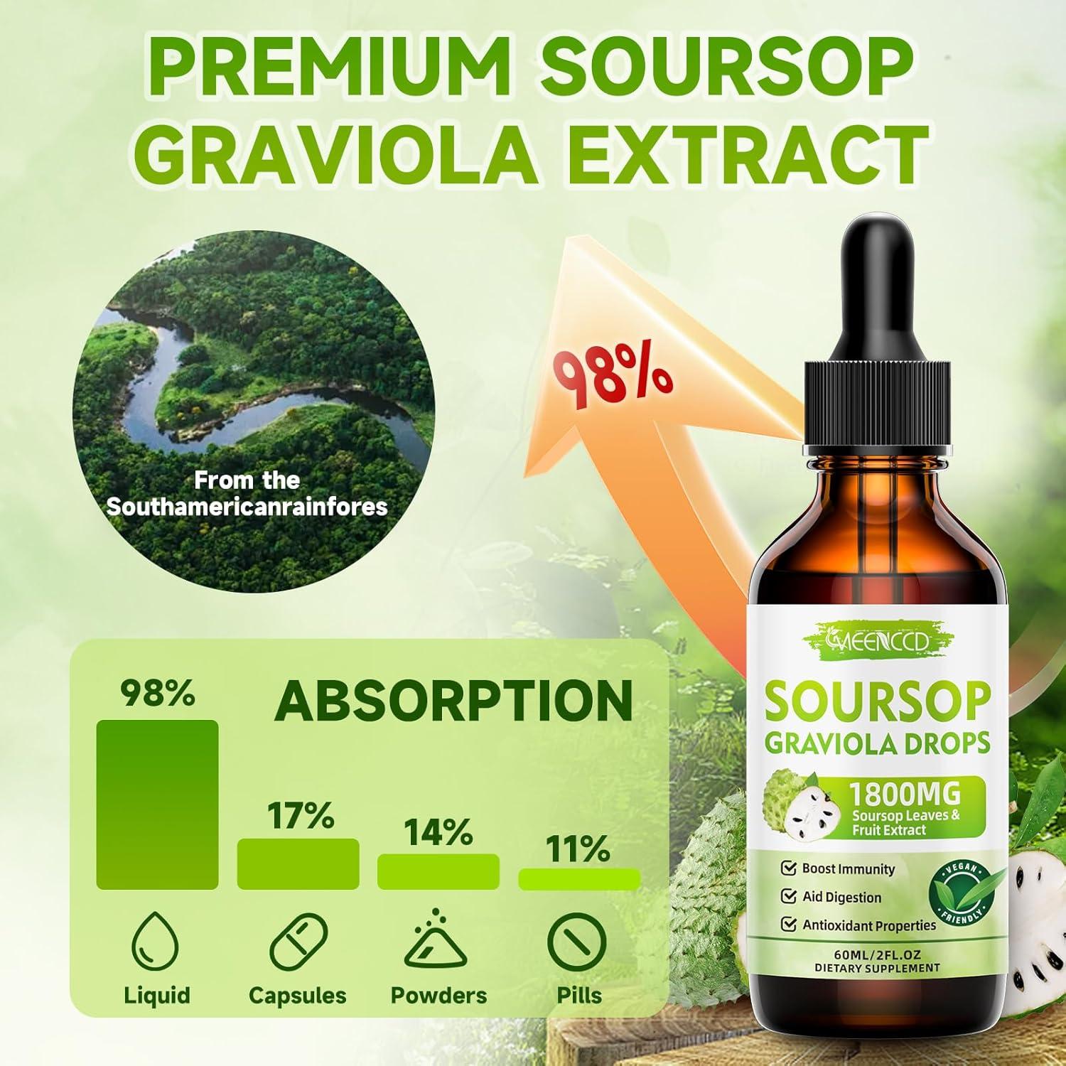 Gotas Líquidas de Graviola MEENCCD 59.15ml Vegano Sin Azúcar