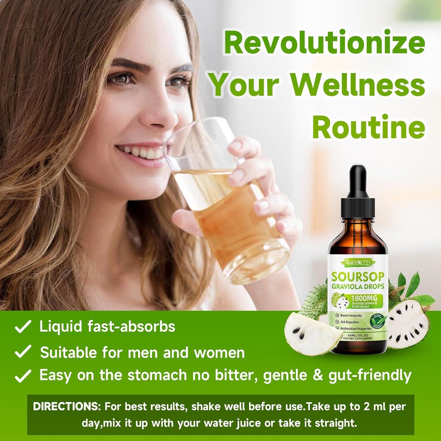 Gotas Líquidas de Graviola MEENCCD 59.15ml Vegano Sin Azúcar