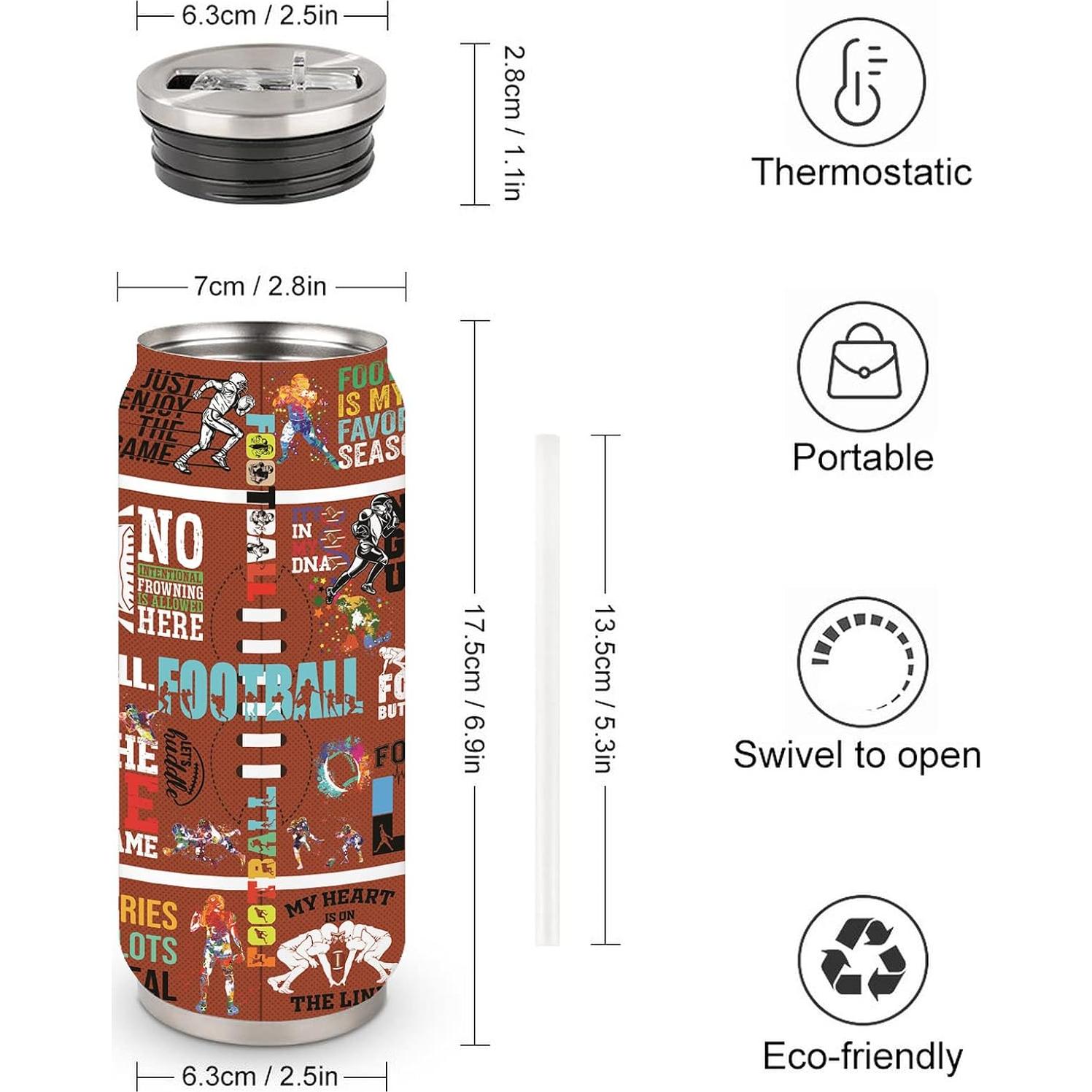 Taza Tumbler de Acero Inoxidable JDEIFKF 500 ml Fútbol