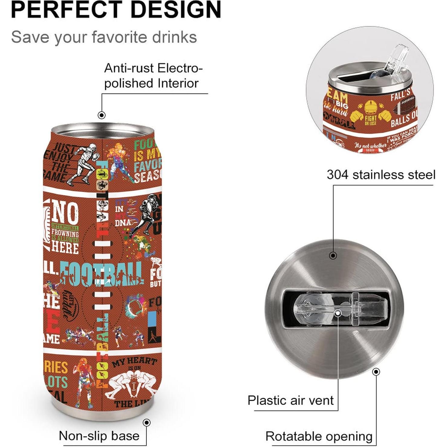 Taza Tumbler de Acero Inoxidable JDEIFKF 500 ml Fútbol