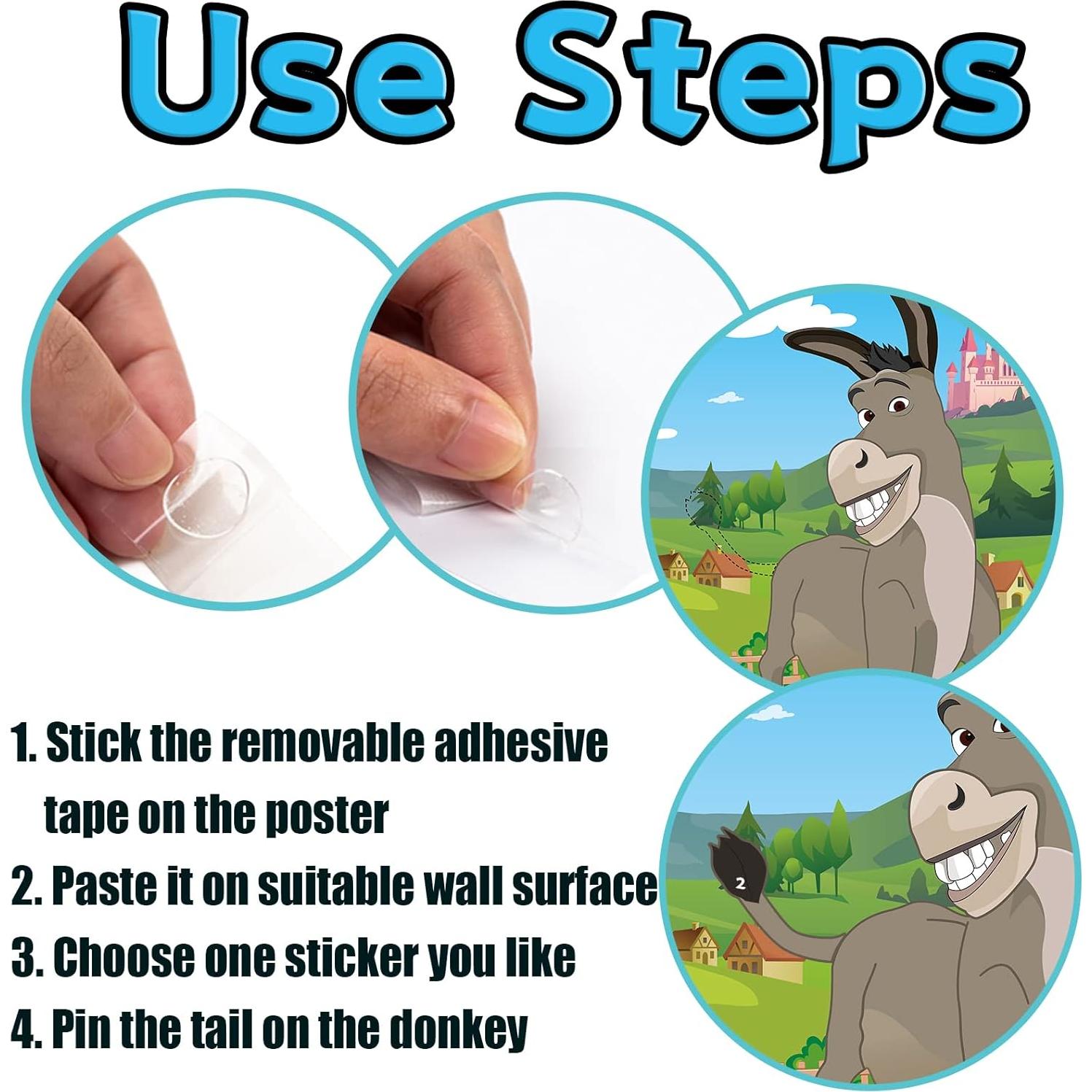 Juego Clavar la Cola en el Burro Joy Bang con Pegatinas y Venda