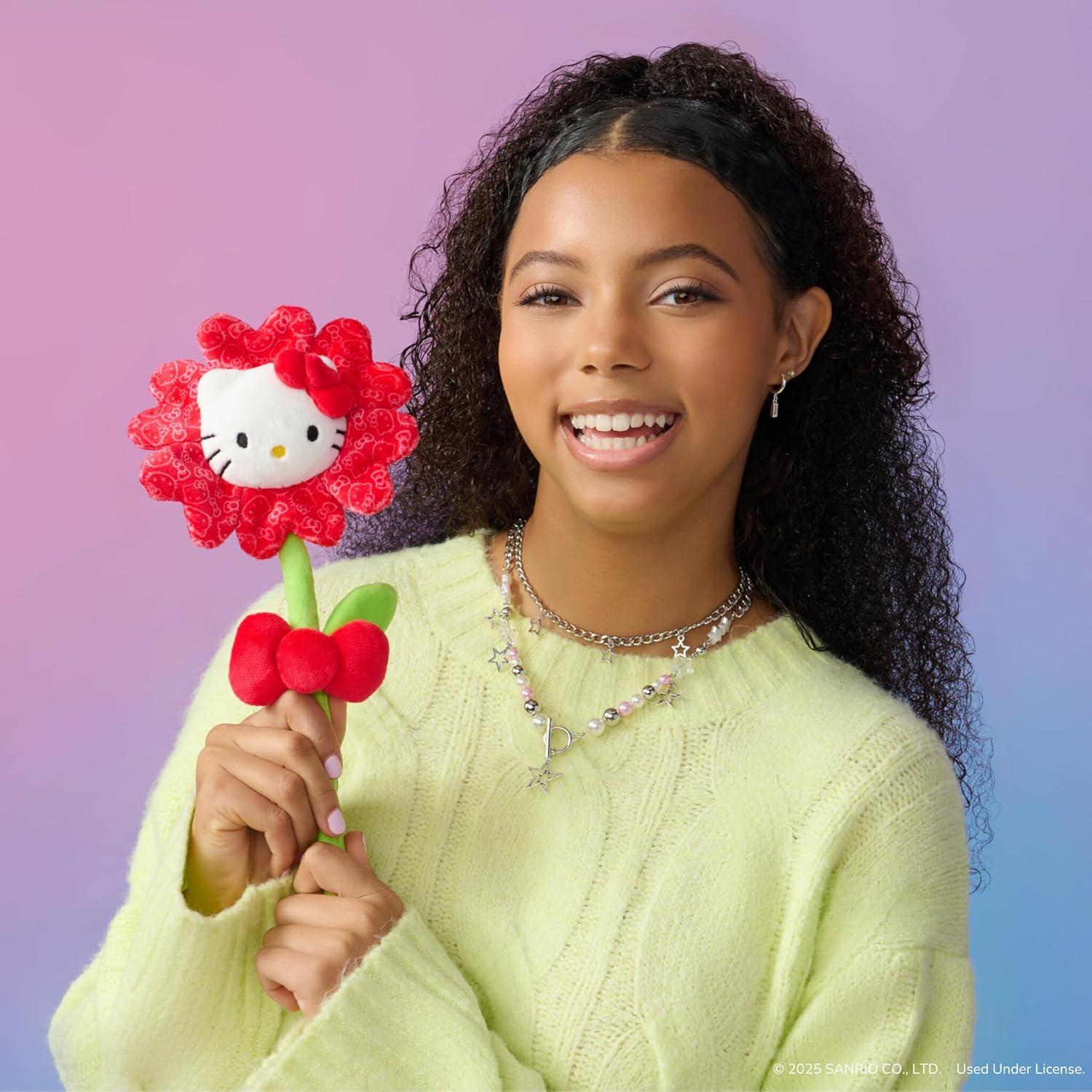 Flor Roja de Peluche Hello Kitty 45.7 cm con Tallo Flexible