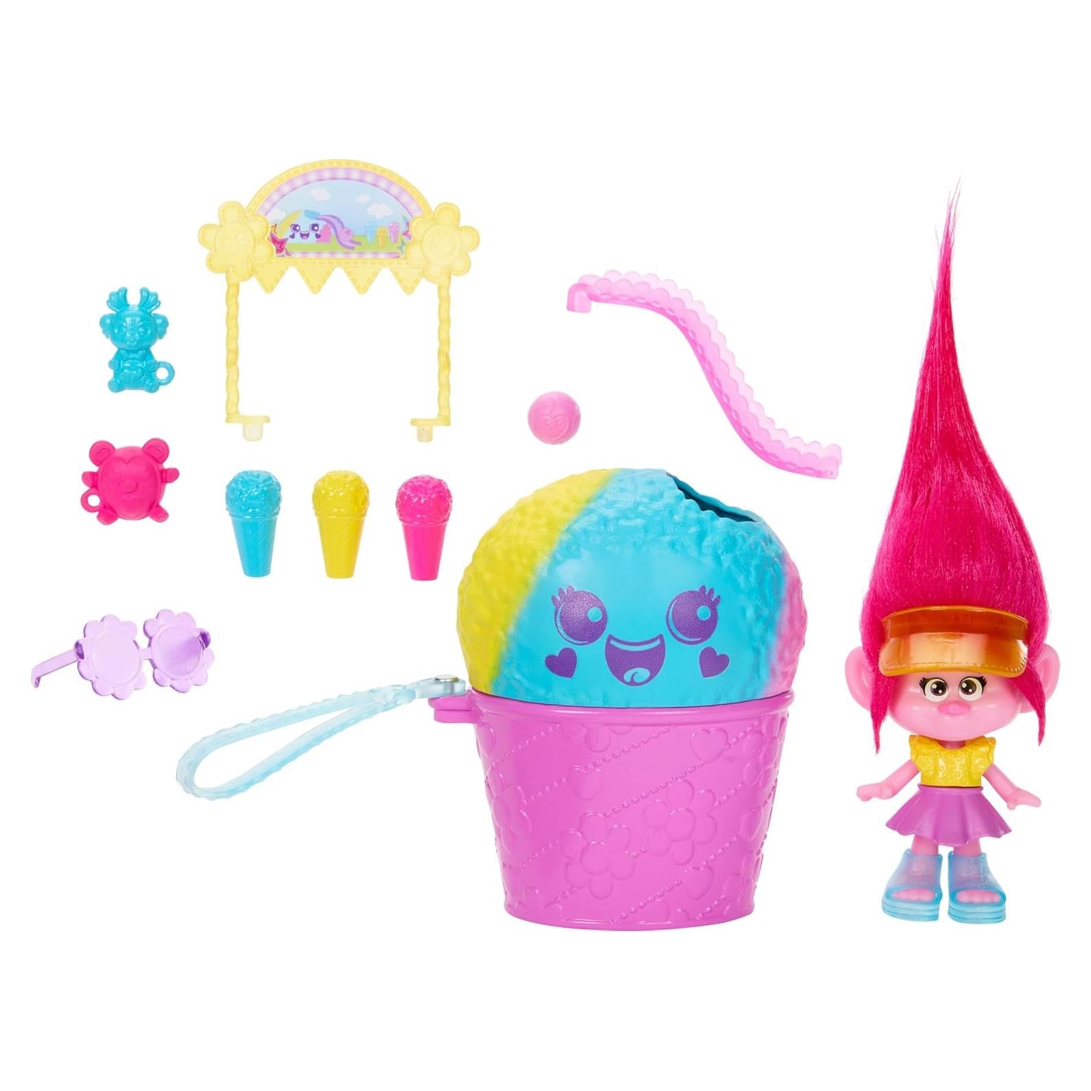 Muñeca Reina Poppy Mattel Trolls Fun Fair con 10 accesorios