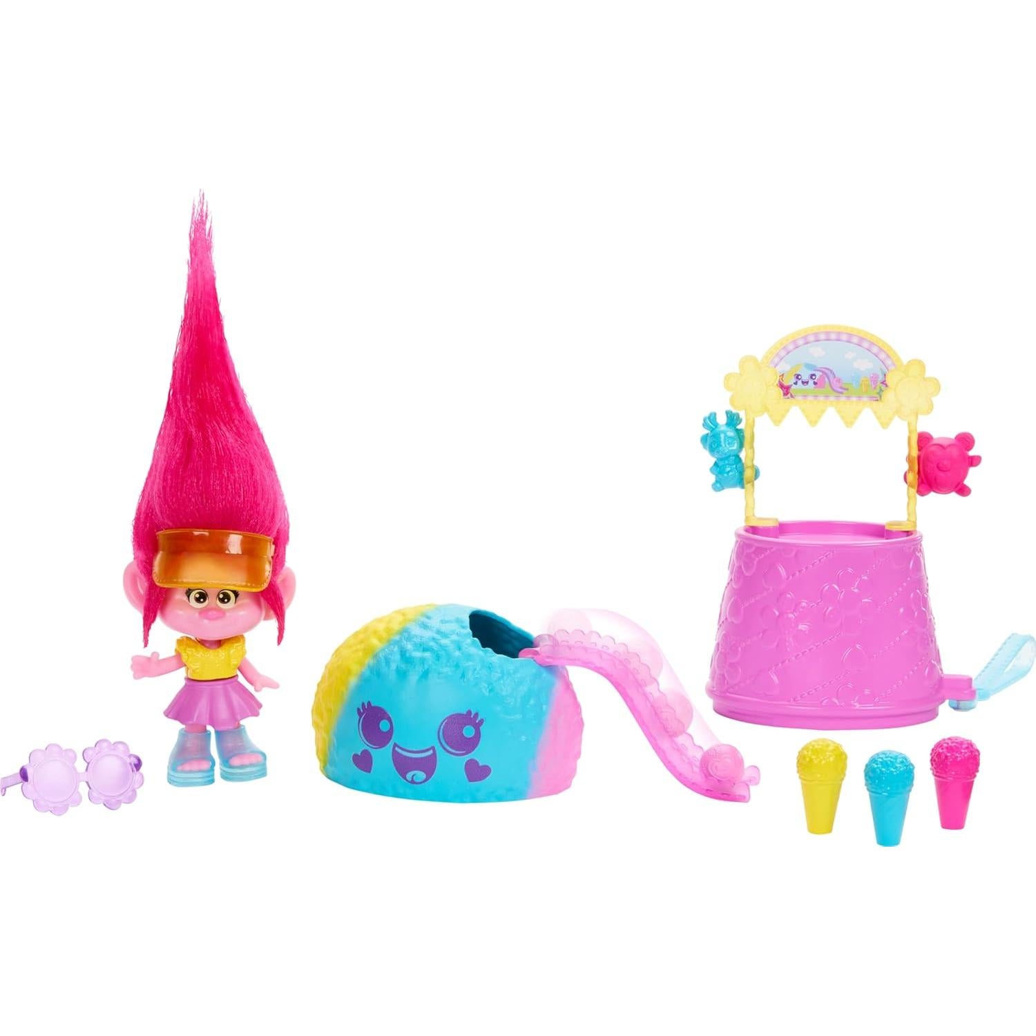 Muñeca Reina Poppy Mattel Trolls Fun Fair con 10 accesorios