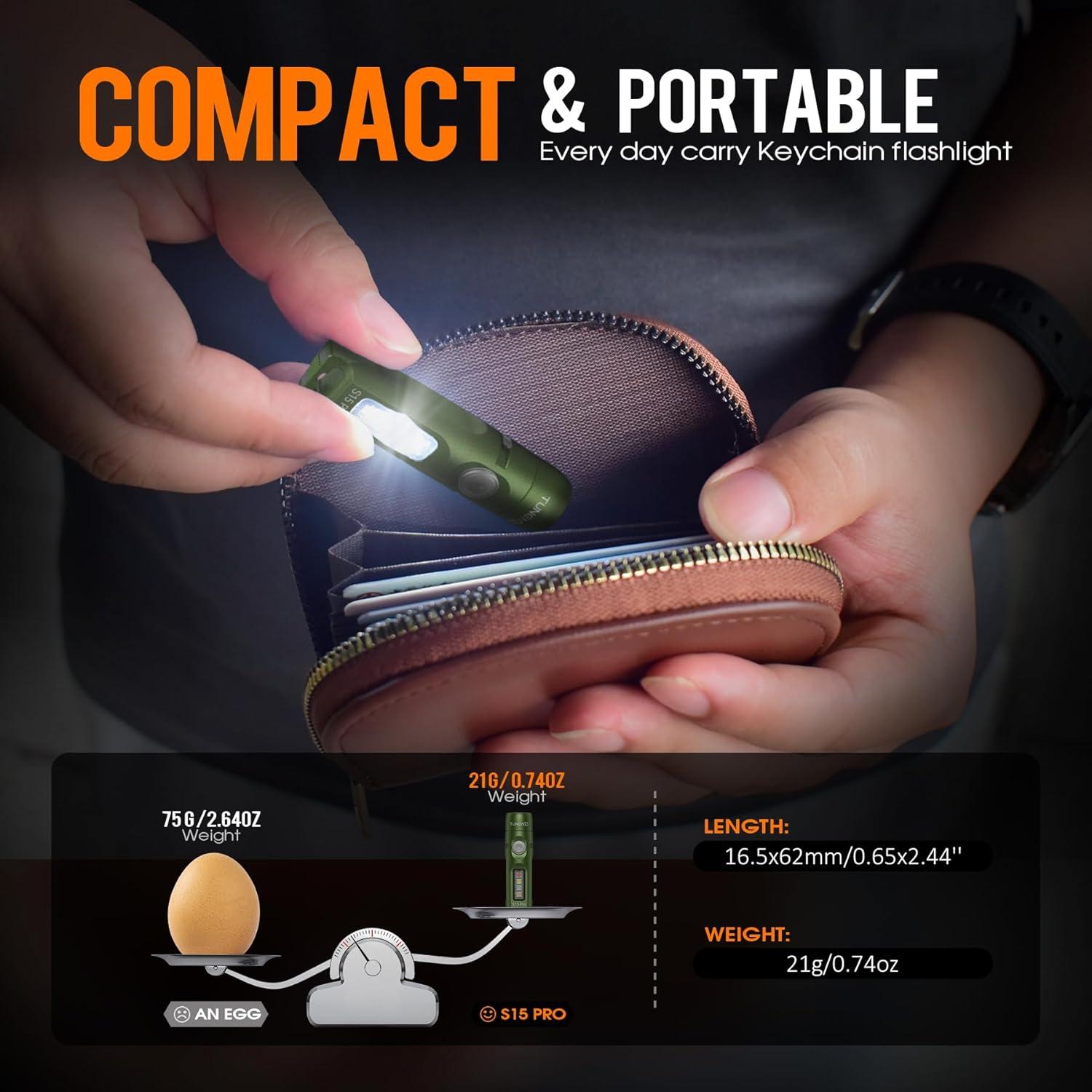 Linterna de Llavero Recargable TUNENGE S15Pro 750 Lúmenes