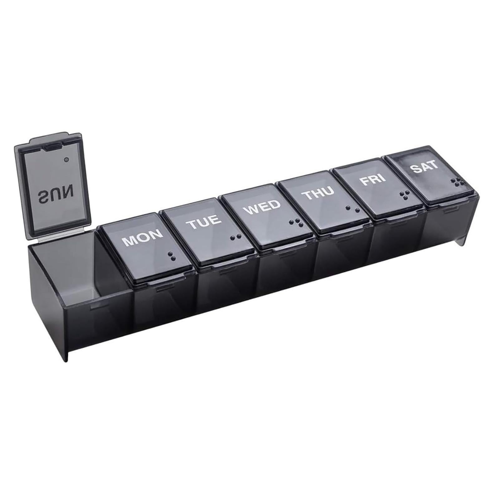 Ezy Dose Organizador de Pastillas Semanal Grande Negro